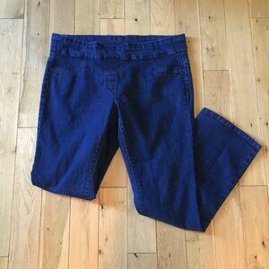 Regular Fit Dark Blue Pull On Stretchy Jeans - Size 16 Comfort Waist Denim